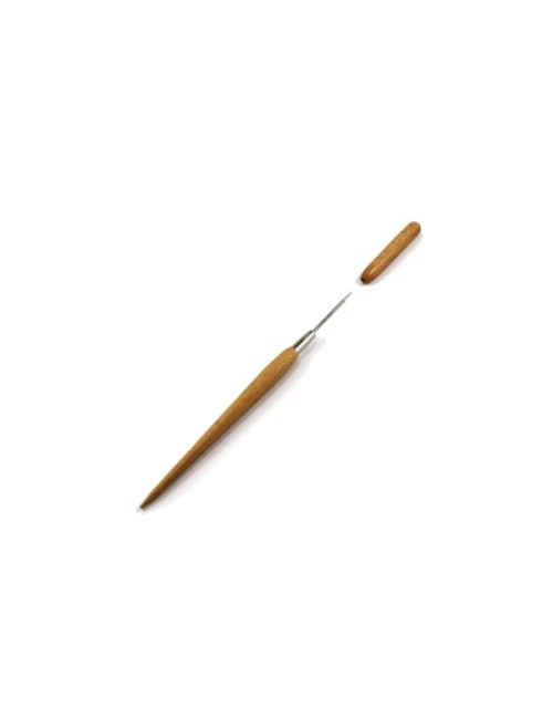 AIGUILLE POTIER ACIER INOX MANCHE BOIS + CAPUCHON