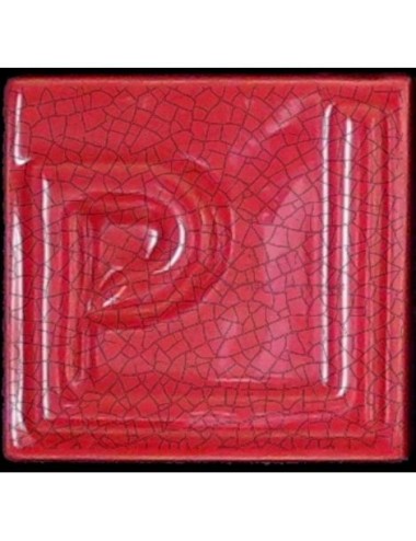 ÉMAIL FAÏENCE OPAQUE CRAQUELÉ BRILLANT ROUGE 5933 ancien E31018/3