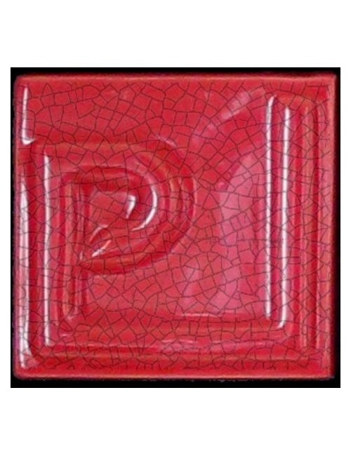 ÉMAIL FAÏENCE OPAQUE CRAQUELÉ BRILLANT ROUGE 5933 ancien E31018/3