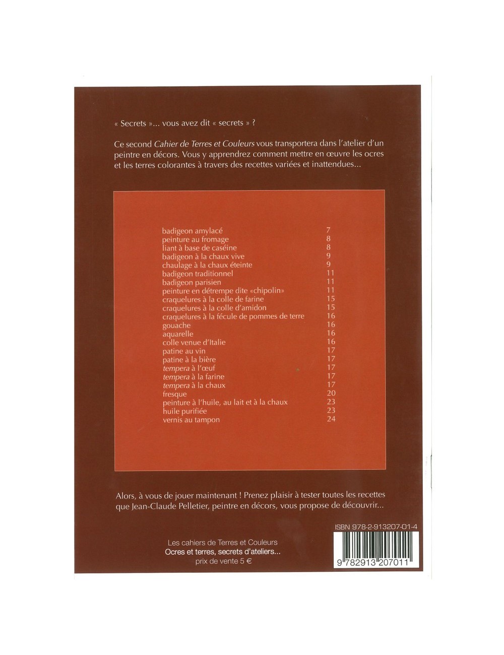 LIVRE OCRES ET TERRES, SECRETS D'ATELIERS